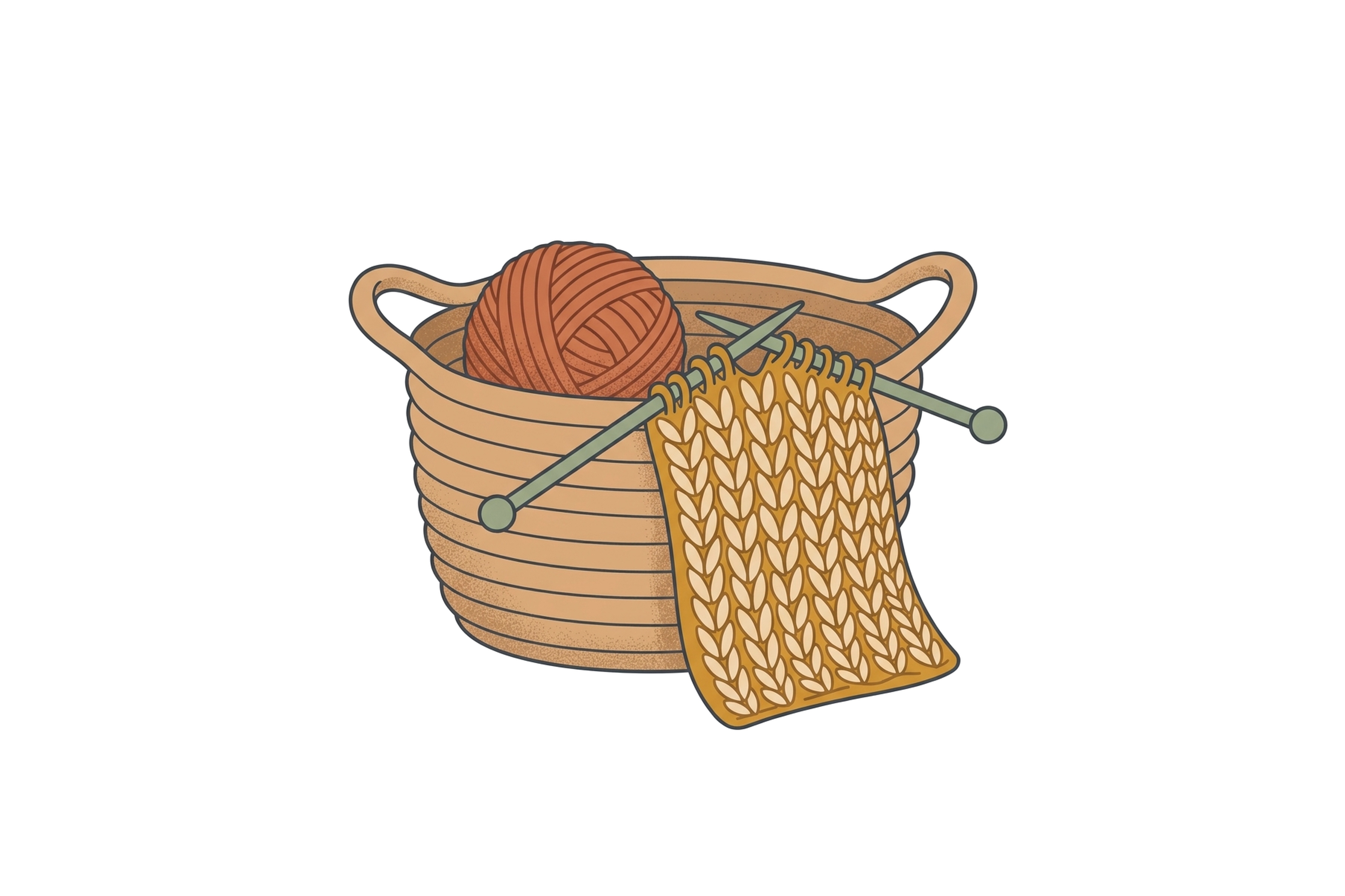 Rattan Craft Basket & Wool Roving