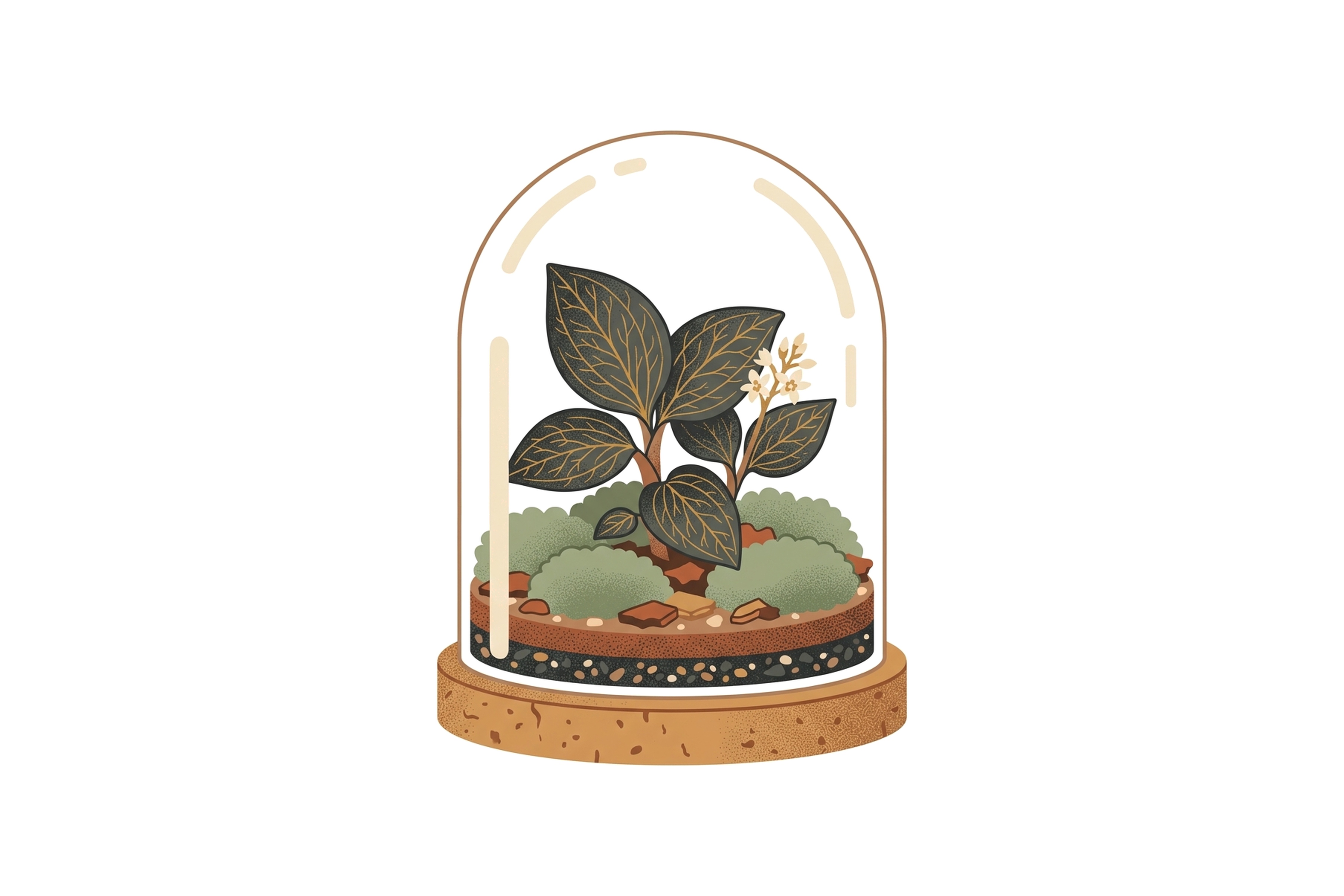 Jewel Orchid Bell Glass Terrarium