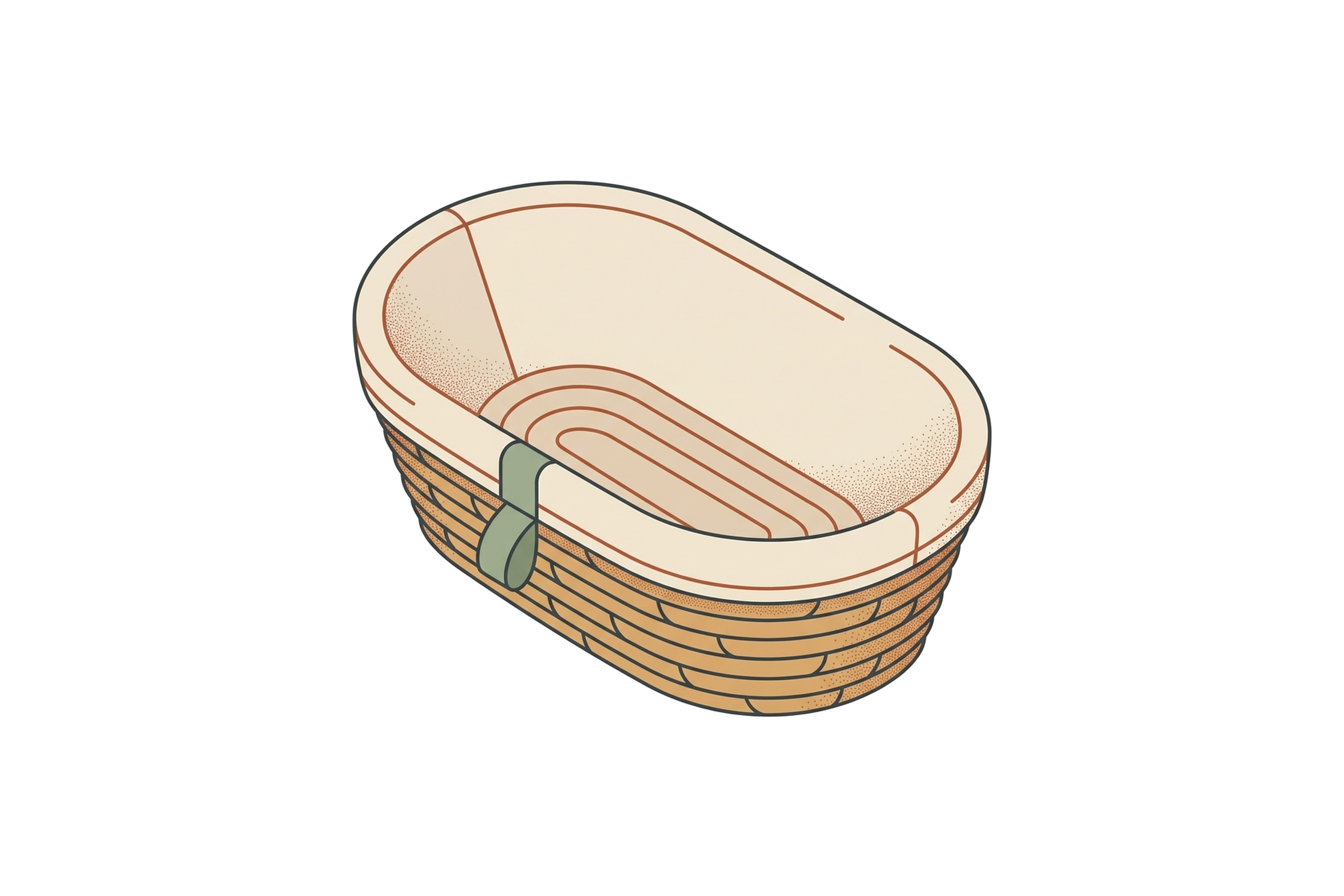 Floured Oval Banneton Proofing Basket